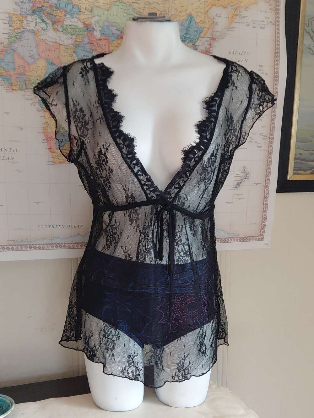 Full Tilt Sheer Black Lace Top